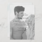 B/W Paare Foto Hochzeit Einladung (Vorne/Hinten)