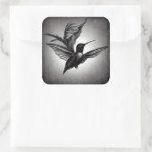 B&W Painted Hummingbird Quadratischer Aufkleber (Tasche)