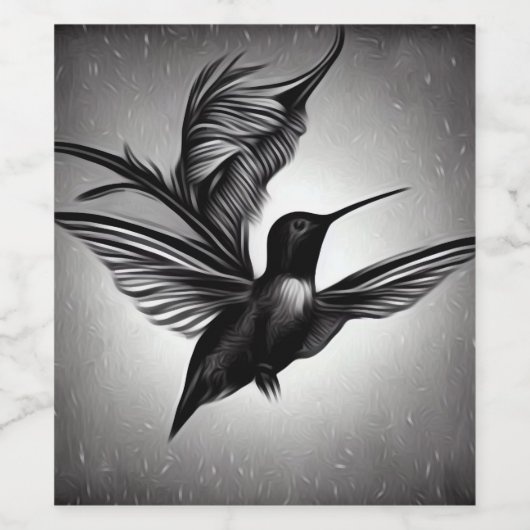 B&W Painted Hummingbird Weinetikett (Einzelnes Label)