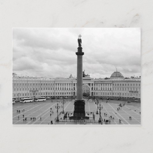 B&W Palast-Quadrat Postkarte (Vorderseite)
