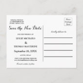 B&W Personalized Save the New Date Postcard Postkarte (Rückseite)