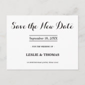 B&W Personalized Save the New Date Postcard Postkarte (Vorderseite)