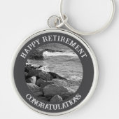 B W Photography of Wavy Ocean Retirement Gift Schlüsselanhänger (Vorne)