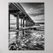 B&W pier at dawn, California Poster (Vorne)