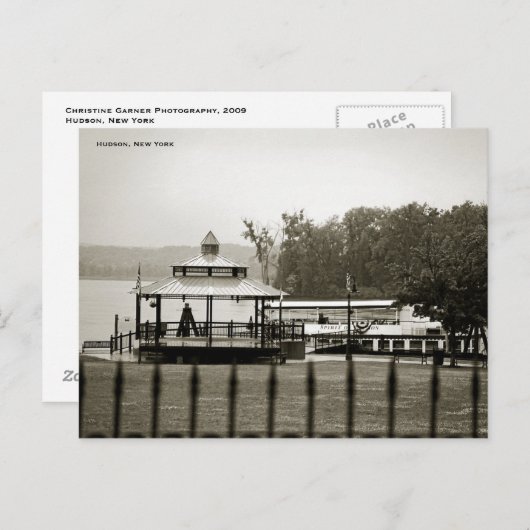 B&W Postcard of Waterfront Park, Hudson, New York Postkarte (Vorne/Hinten)