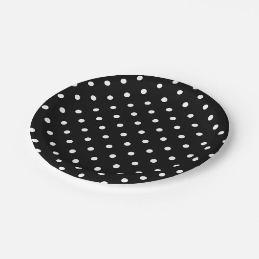 B&W Punkte Pappteller (Schrägansicht)