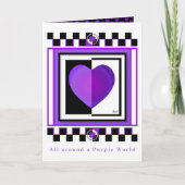 B&W Purple Hearts Beating leere Karte (Vorderseite)