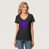 B&W Purple Hearts Beating T-Shirt (Vorderseite Vollansicht)