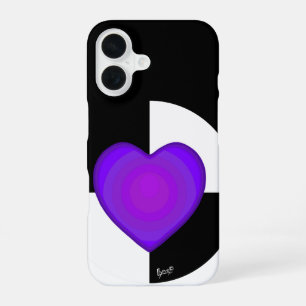 B&W Purple Hearts Schlagen iPhone 16 Hülle