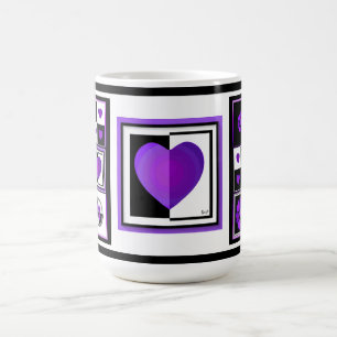 B&W Purple Hearts Schlagen Kaffeetasse