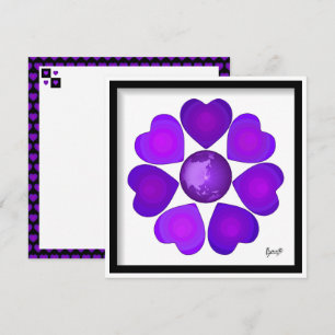 B&W Purple Hearts Schlagen Karte