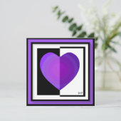 B&W Purple Hearts Schlagen Karte (Stehend Vorderseite)