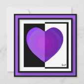 B&W Purple Hearts Schlagen Karte (Vorderseite)
