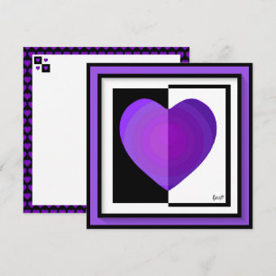 B&W Purple Hearts Schlagen Karte