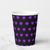 B&W Purple Hearts Schlagen Pappbecher (Rückseite)