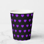 B&W Purple Hearts Schlagen Pappbecher (Vorderseite)