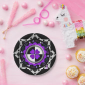 B&W Purple Hearts Schlagen Pappteller (Party)