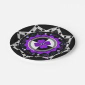 B&W Purple Hearts Schlagen Pappteller (Schrägansicht)