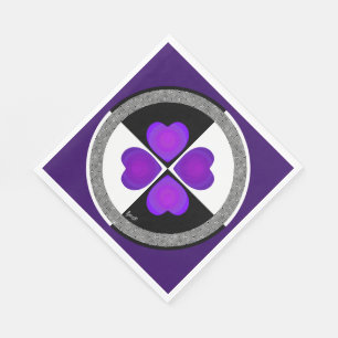 B&W Purple Hearts Schlagen Serviette
