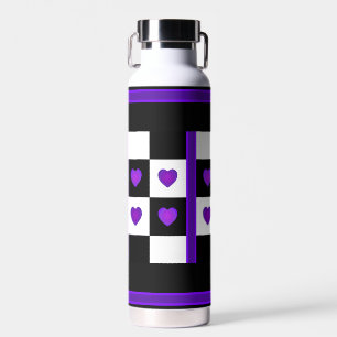 B&W Purple Hearts Schlagen Trinkflasche