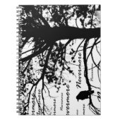 B&W Raven Nevermore Baum-Silhouette - E.A. Poe Notizblock (Vorderseite)