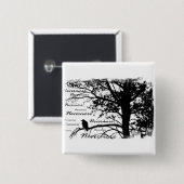 B&W Raven Nevermore Silhouette Button (Vorne & Hinten)
