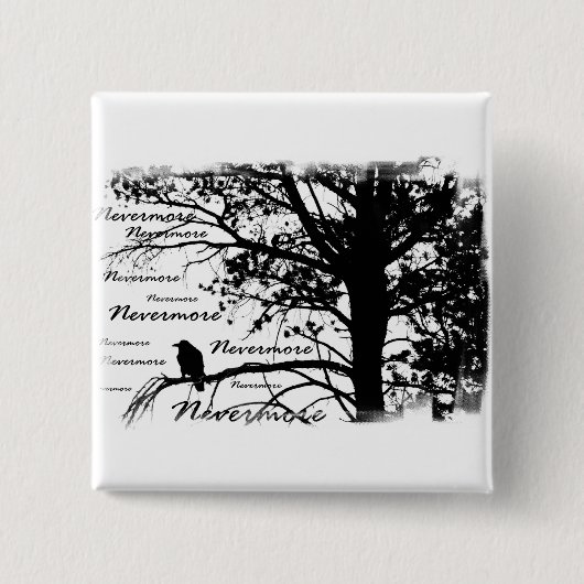 B&W Raven Nevermore Silhouette Button (Vorderseite)