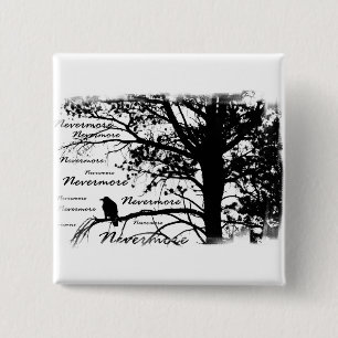 B&W Raven Nevermore Silhouette Button
