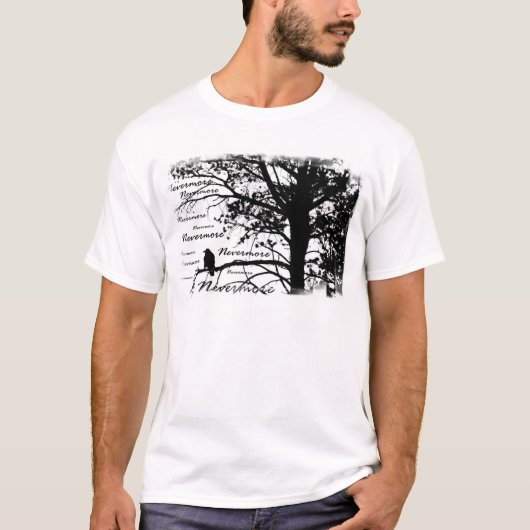 B&W Raven Nevermore Silhouette T-Shirt (Vorderseite)