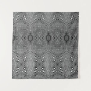 B&W Regen auf grüner Leaf Ikat Wandteppich