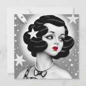 B&W Retro Art Deco Space Girl Card (Vorderseite)