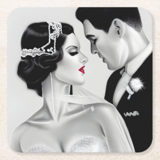B&W Retro Art Déco Vintage Brauerei Rechteckiger Pappuntersetzer