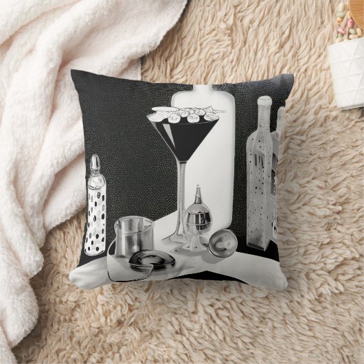 B&W Retro Bar & Martini Kissen (Decke)