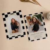 B&W Retro Checkered Arch Classic Foto Abschluss Einladung