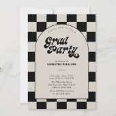 B&W Retro Checkered Arch Graduation Party Einladung (Vorderseite)