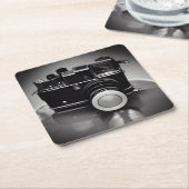 B&W Retro Vintage Kamera Rechteckiger Pappuntersetzer (angewinkelt)