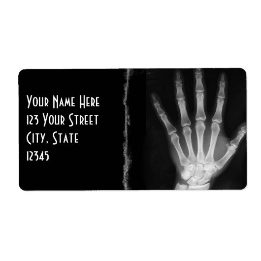 B&W Röntgen Skeleton Hand Rücksendeadressen-Aufkle (Vorne)