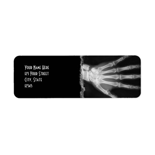 B&W Röntgen Skeleton Hand Rücksendeadressen-Aufkle (Vorne)