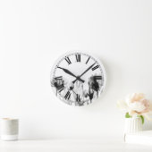 B&W Röntgen-Wildblumen Runde Wanduhr (Zuhause)