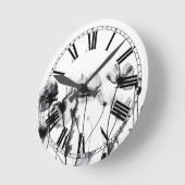 B&W Röntgenblumen Runde Wanduhr (Winkel)