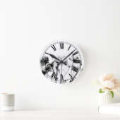 B&W Röntgenblumen Runde Wanduhr (Zuhause)