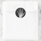 B&W Röntgenstrahl-Skelett-Hand Runder Aufkleber (Tasche)