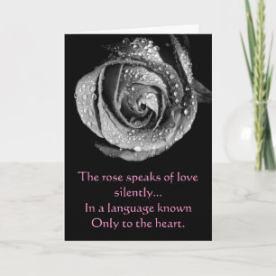 B&W Rose with Dew Valentine's Day Card Feiertagskarte