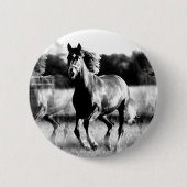 B&W Running Pferd Button (Vorderseite)