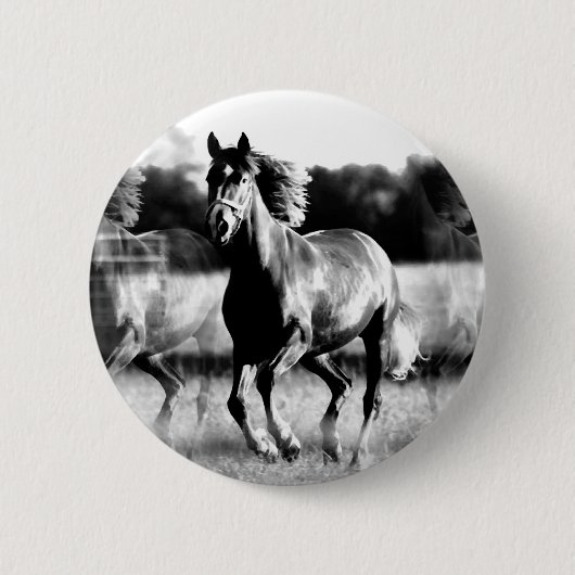 B&W Running Pferd Button (Vorderseite)