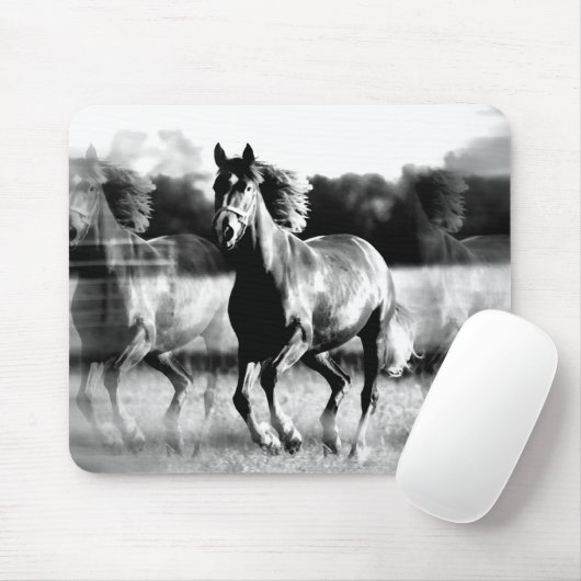 B&W Running Pferd Mousepad (Mit Mouse)