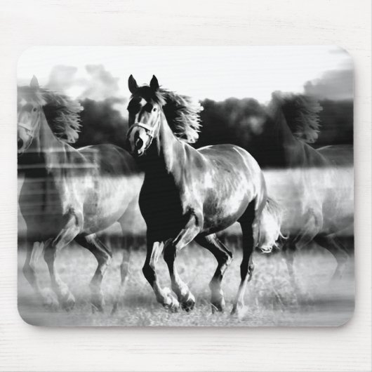 B&W Running Pferd Mousepad (Vorne)