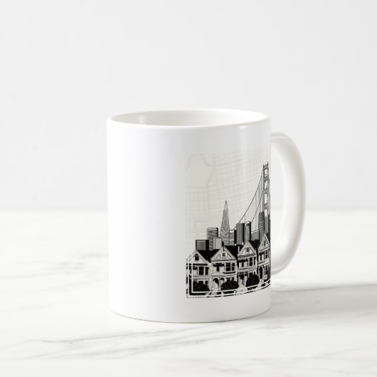 B&W San Francisco Kalifornien Kaffeetasse (VorderseiteRechts)