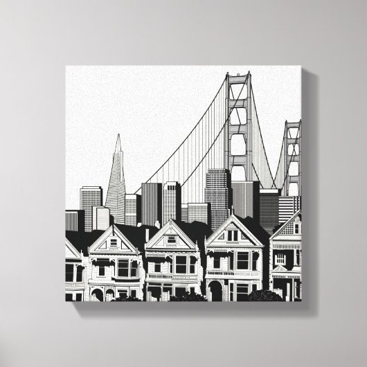 B&W San Francisco Kalifornien Leinwanddruck (Vorderseite)