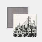 B&W San Francisco Kalifornien Magnet (Vorderseite/Rückseite)